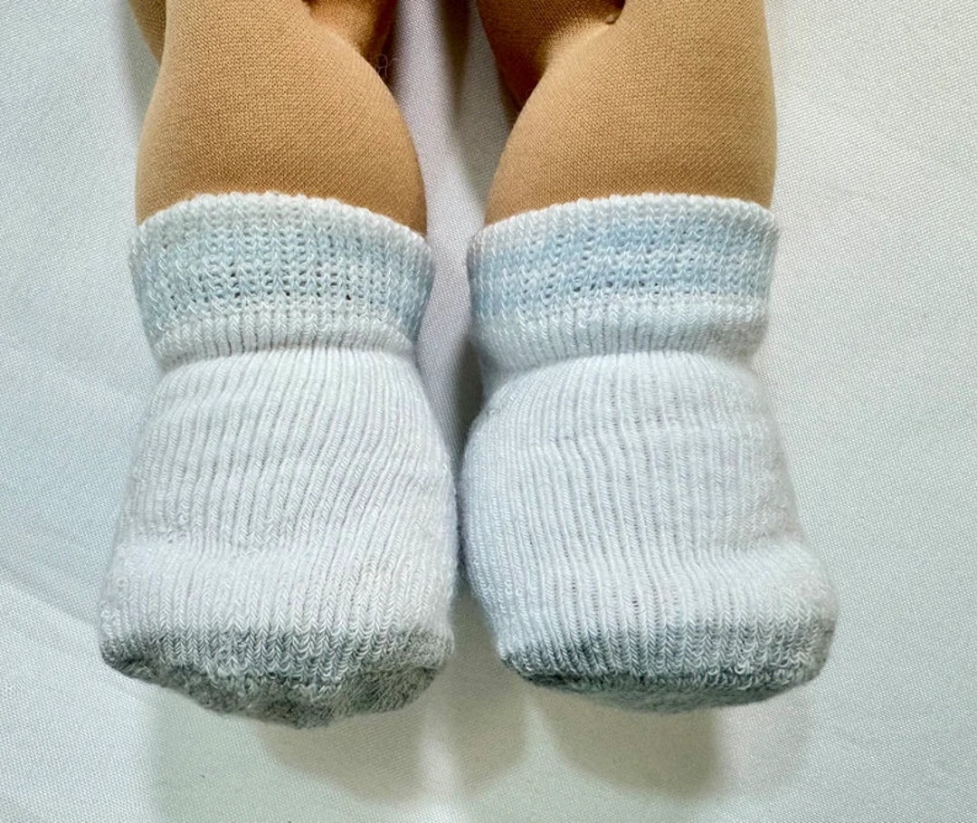 16 Boy Cabbage Patch Socks white W/gray & Blue Doll Socks, Cabbage ...