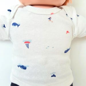 16" Boy & Girl Cabbage Patch "Sharks; Zebra; Whales/Boats; Stars; Lot of Love" T-Shirt, Cabbage Patch Clothes, Cabbage Patch Doll Accessory Whales & Sailboats