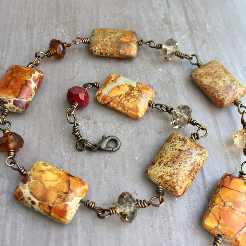 Gemstone choker crystal necklace gift for her jasper Etsy