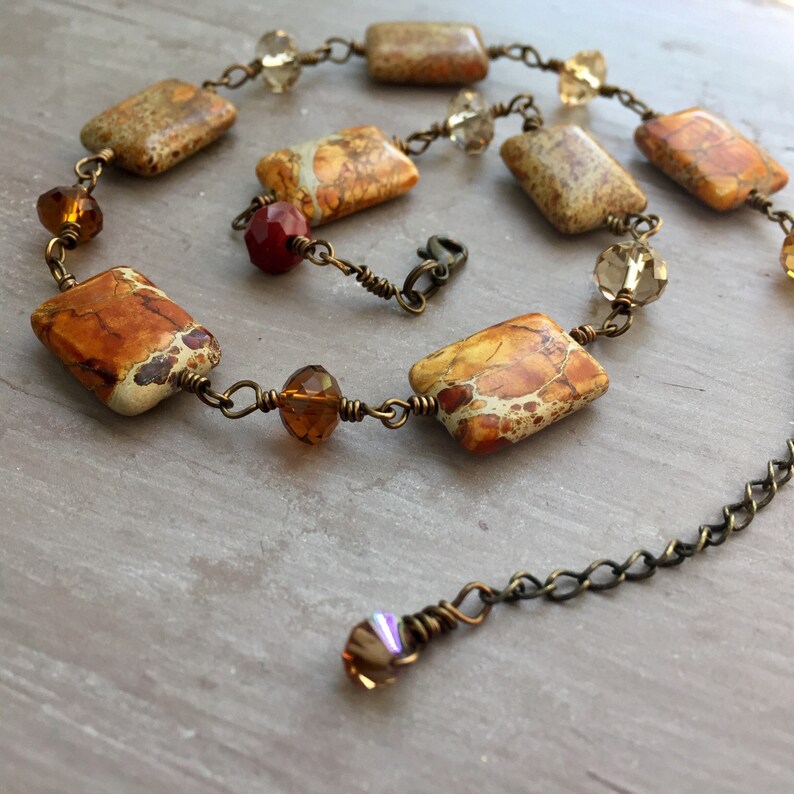 Gemstone choker crystal necklace gift for her jasper Etsy
