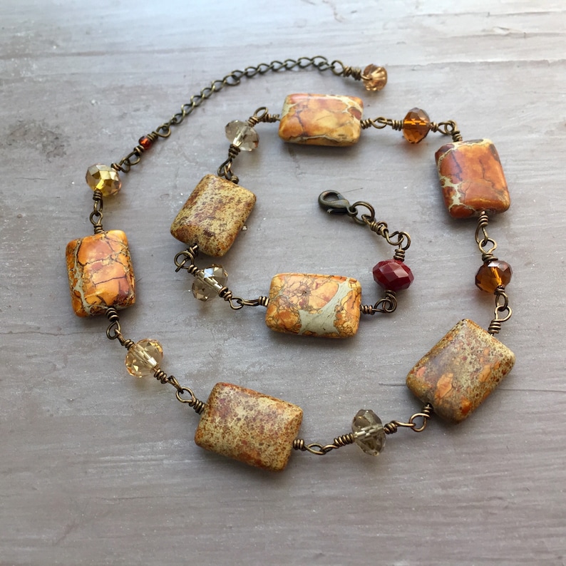 Gemstone choker crystal necklace gift for her jasper Etsy