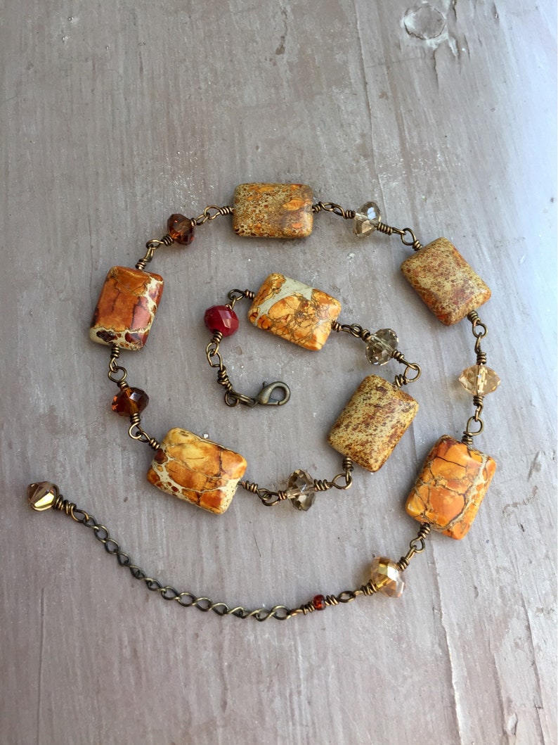 Gemstone choker crystal necklace gift for her jasper Etsy