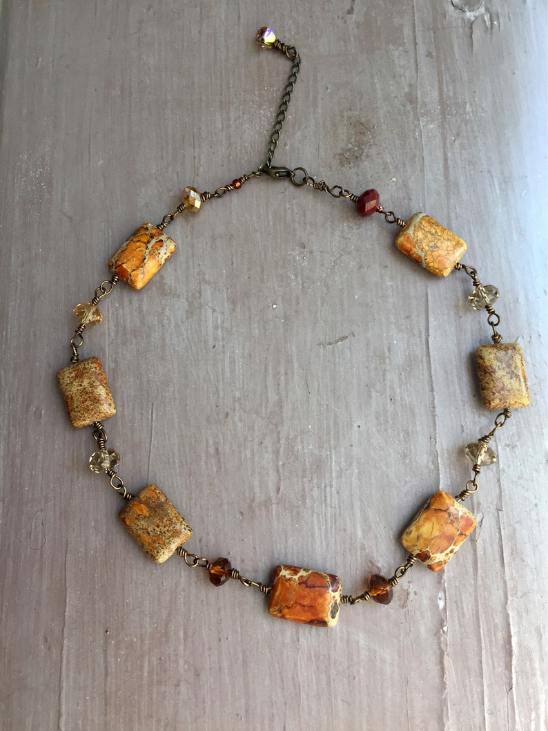 Gemstone choker crystal necklace gift for her jasper Etsy