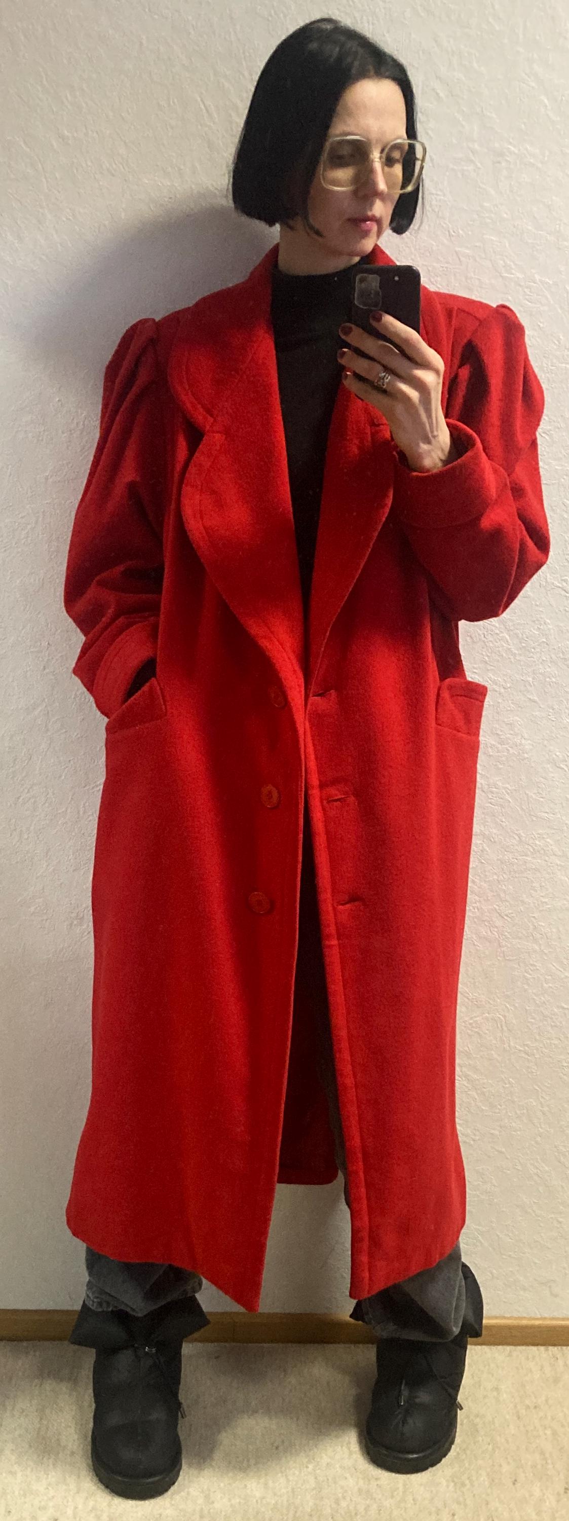 Vintage Long Red Wool Coat From 1980s by Laylack Size S Size M - Etsy