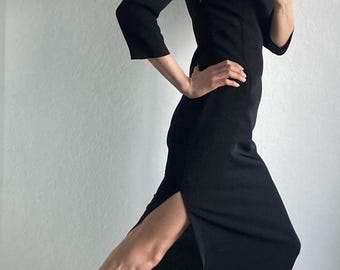 Vintage Long Black Dress With Silver Reflection - Size S