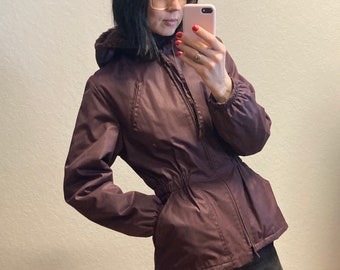 Vintage Short Winter Jacket with Hood and Warm Lining