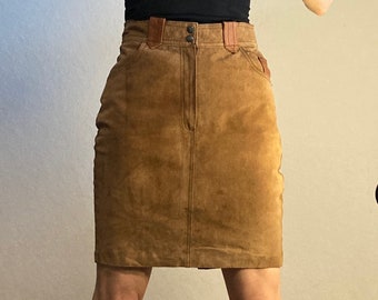 Vintage Brown Suede Leather Skirt