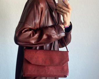 Vintage Red Faux  Leather Shoulder Bag