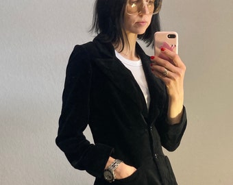 Vintage Black Velvet Blazer 1990s