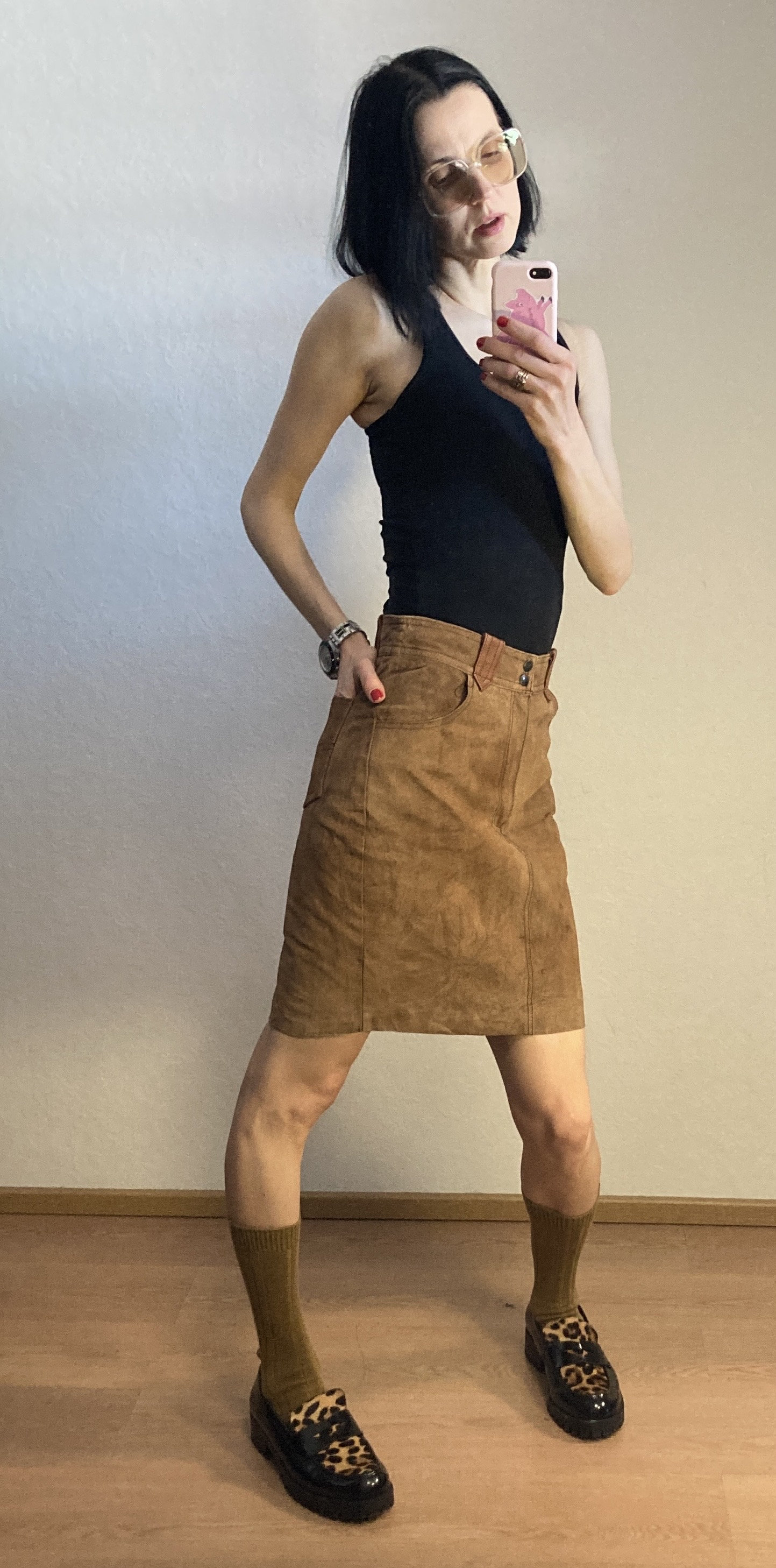 Women’s Brown Suede Trachten Skirt