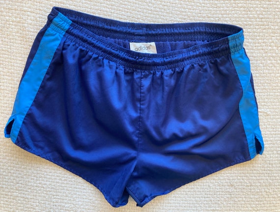 Vintage Adidas Shorts in Navy Blue and Light Blue Stripes