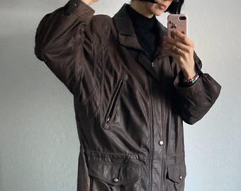 Vintage 1980s/1990s Brown Leather Jacket (Size M)