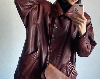 Vintage Brown Leather Crossbody Shoulder Bag