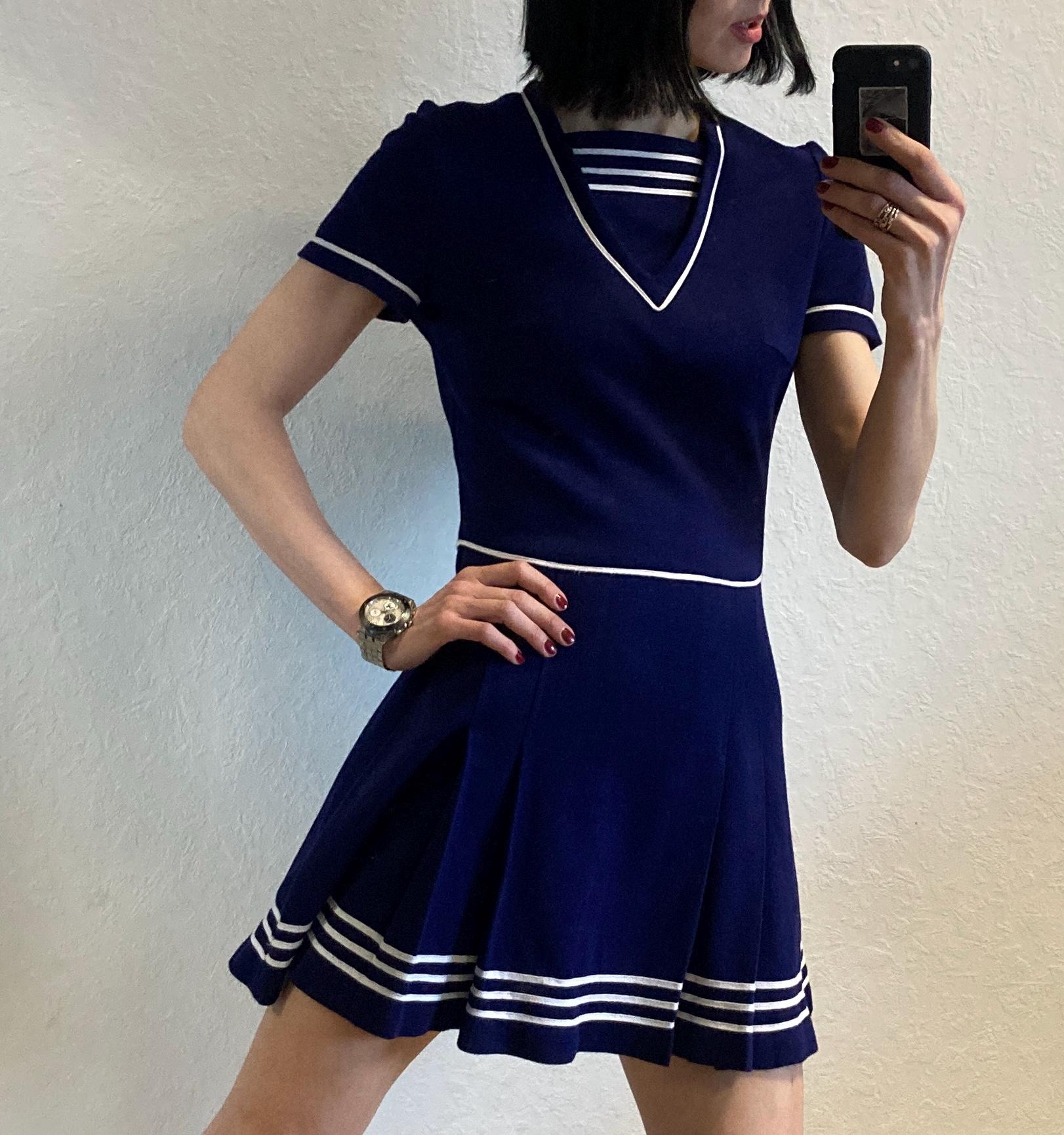 Vintage 1970s Sailor Dress: Navy Blue Pleated Mini (size XS/S) - Etsy