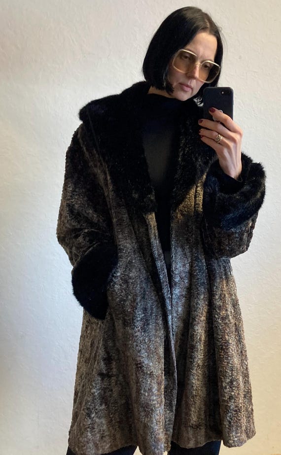 Vintage Faux Fur Oversized Brown Coat From 1980s by Aniral Paris