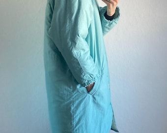 Vintage Long Cyan Winter Coat – Size S/M