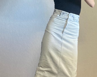 Vintage High Rise Long Denim Skirt 80s 90s