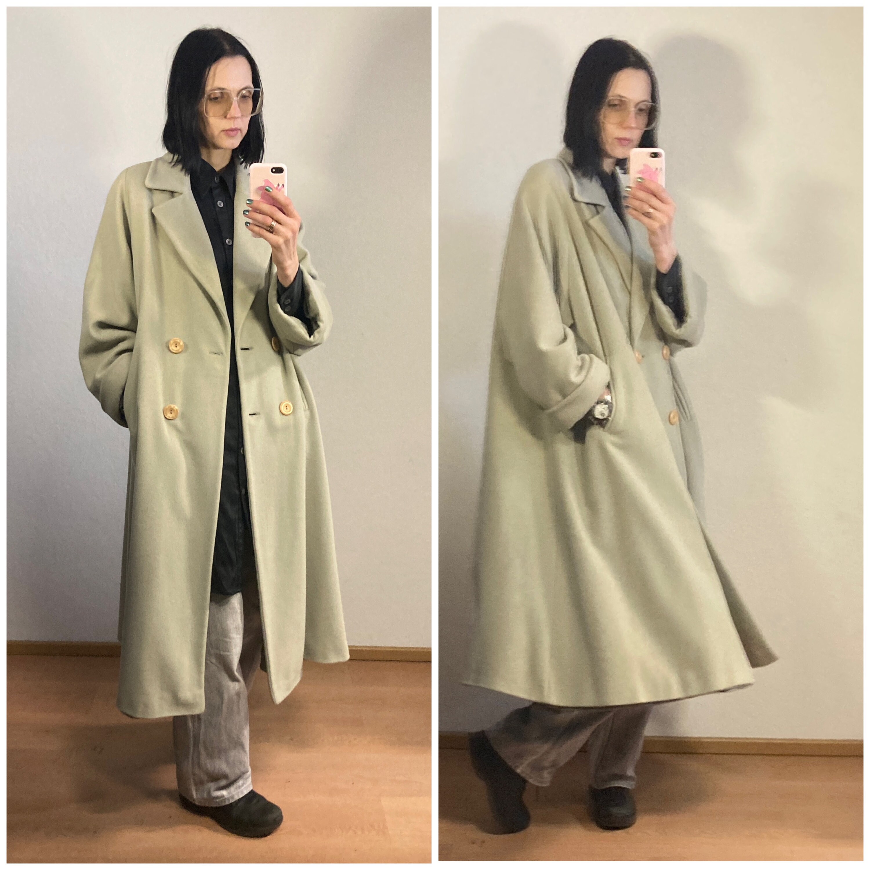 ジャケット・アウター super long coat wool \"ANGORA wool \" 1960's Coat by PIER ANGELINI, Brown Angora With Wool Blended