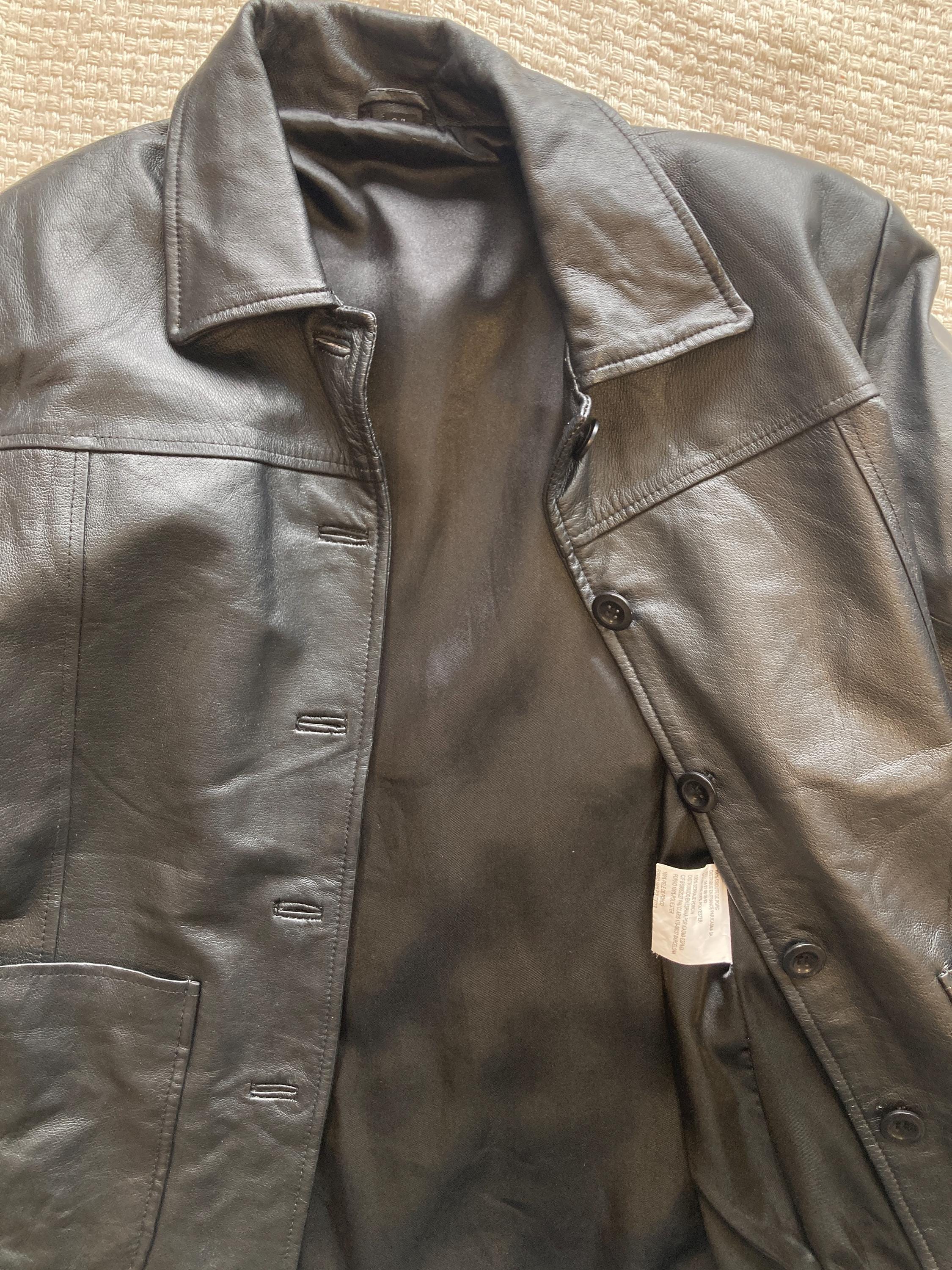 Vintage Black Leather Jacket From 1990s Size S - Etsy
