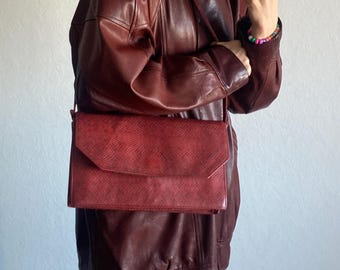 Vintage Red Faux  Leather Shoulder Bag