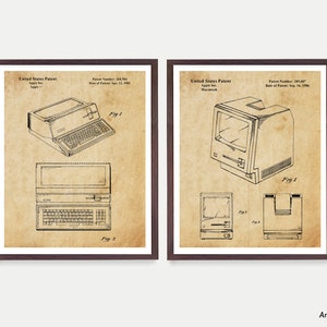 Vintage Computer Patent Art Prints: Retro Tech Decor, Set of 2
