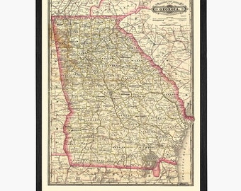 Vintage Georgia Map Art Print: State Wall Decor