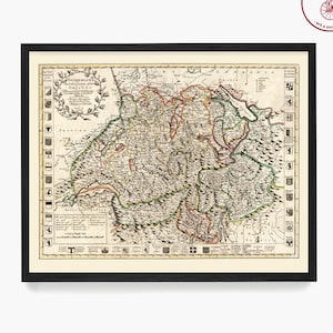 Impresión artística del mapa de Suiza: decoración del hogar suizo, regalo de viaje a Zúrich