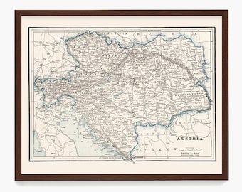 Carte de l’Autriche, Autriche vintage, Art de l’Autriche, Art mural de l’Autriche, Carte autrichienne, Carte de l’Europe, Carte européenne, Art de l’Europe, Vienne, Carte de Vienne, Carte d’art