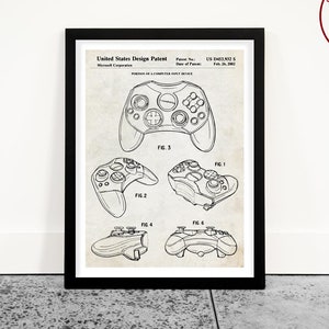 Poster di brevetti per controller di videogiochi, poster da parete per videogiochi, regalo per gamer, eSport, decorazioni per camerette, poster di videogiochi, brevetto per console