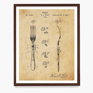 Fork Patent Art Print: Kitchen & Dining Room Decor