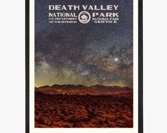 Póster del Parque Nacional del Valle de la Muerte, Arte del Parque Nacional del Valle de la Muerte, Arte mural natural, Póster de la WPA, Aventura en California