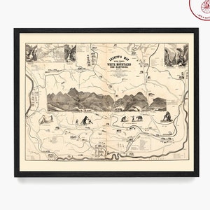 White Mountains Karte Wandkunst, White Mountains Poster, New Hampshire Wohnkultur, New Hampshire Kunstdruck
