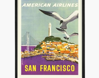 San Francisco Travel Poster: Golden Gate Bridge, Bay Area Art Print