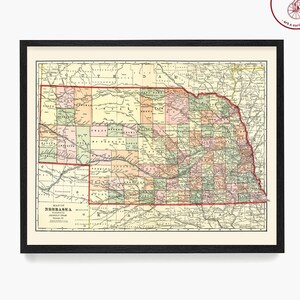 Nebraska State Map Art Print: Vintage Style Home Decor