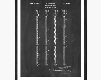 Stricknadel Patent Kunstdruck: Handgemachtes Unikat