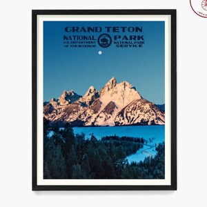 Grand Teton National Park Poster, Wyoming Wohnkultur, Teton Wandkunst, Backpacker Geschenk, WPA inspirierte Landschaft