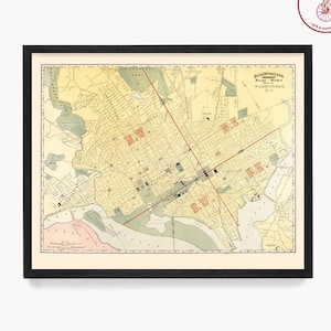 Washington DC Map Wall Art, Washington DC Home Decor, City Map Poster