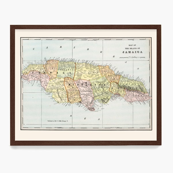 Jamaica Map Art, Map Decor, Jamaica Poster, Jamaican Home Decor, Tropical Art, Travel Map Print Gift