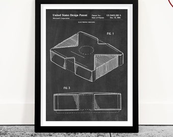 Video Game Console Patent Art Print: Gamer Room Decor