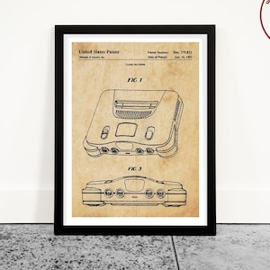 Poster del brevetto della console NES - Progetto grafico vintage del Nintendo Entertainment System, decorazione da parete per videogiochi retrò, regalo per giocatori