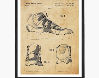 Basketball Shoe Patent Art Print: Sneakerhead Gift