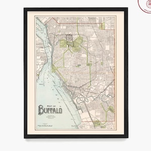 Impresión artística del mapa de Buffalo, póster de Buffalo, arte mural de la ciudad de Buffalo, mapa de Nueva York, decoración del hogar de Buffalo, regalo con temática de Buffalo