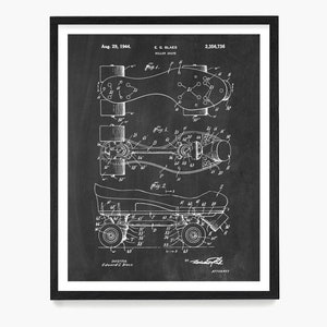 Roller Skate Patent Print, Roller Derby Gift, Retro Skates Wall Art, Roller Rink Decor