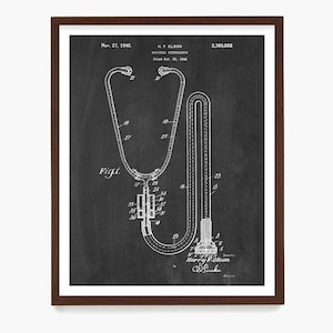 Stethoscope Patent Art Print: Vintage Doctor Office Decor