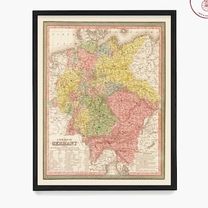 Germany Map Art Print, German Home Decor, Germany Travel Poster, World Atlas Poster