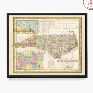 North Carolina Map, NC Map, Map Art, Map Decor, State Map, North Carolina Art, Carolina Decor, North Carolina Wall Art, Old Map