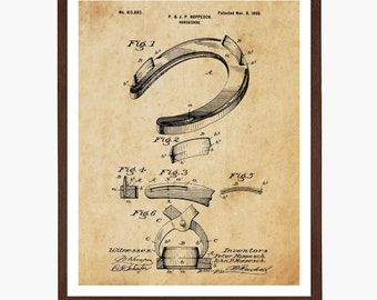 Horseshoe Patent Print: Equestrian Wall Art, Farmhouse Decor