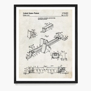 Laufender Startblock Patent Poster, Laufende Wandkunst, Laufendes Geschenk, Leichtathletik Poster