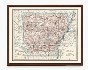 Arkansas Map, Map Art, Map Decor, State Map, Arkansas Art, Arkansas Decor, Arkansas Wall Art, Little Rock, Arkansas Poster