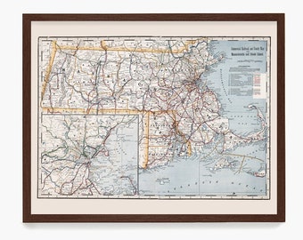 Massachusetts Map, Massachusetts Wall Art, Map Decor, Boston Poster, Massachusetts Home, Housewarming Gift